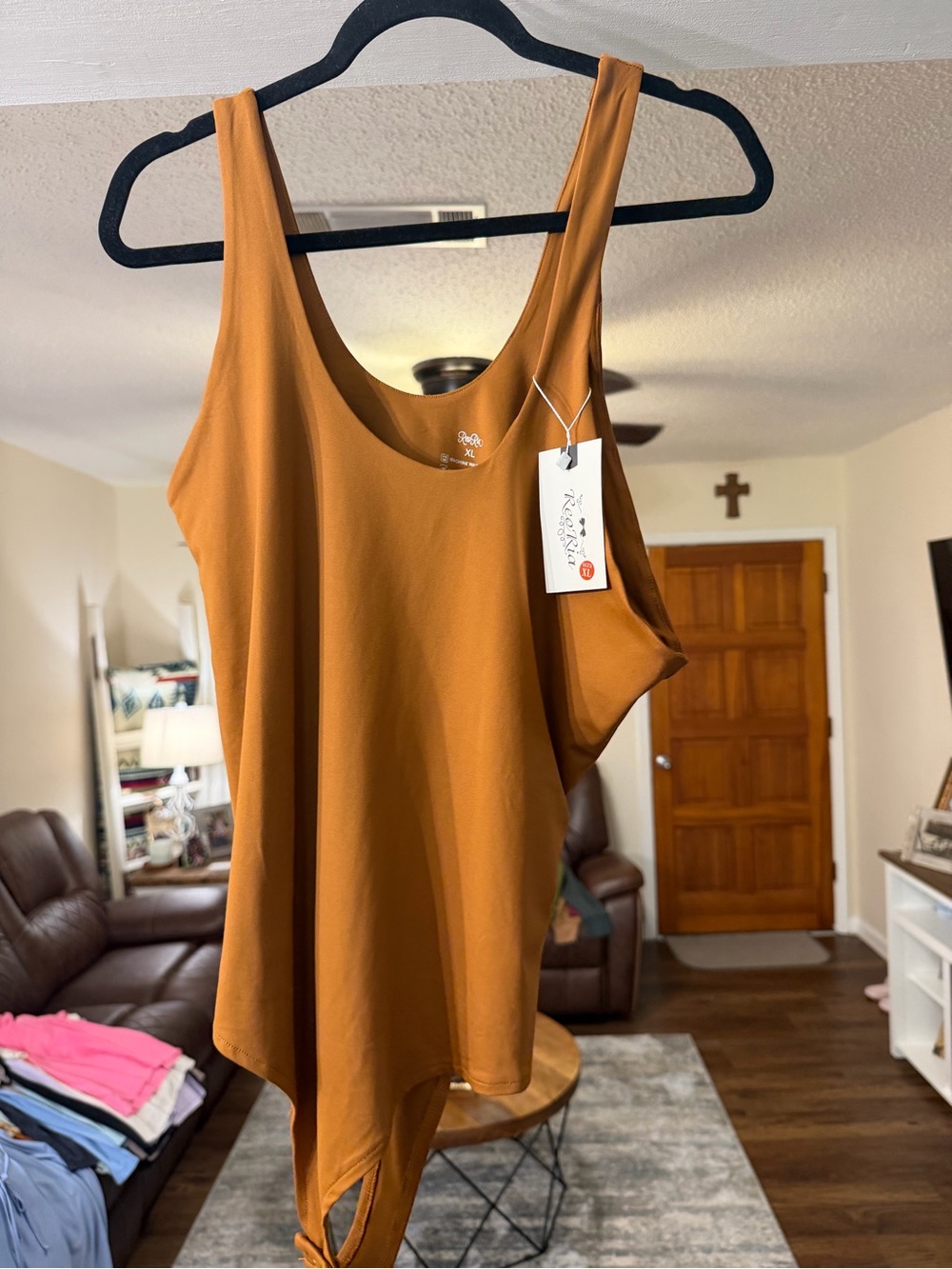 ReoRia Rust Scoop Neck Tank Bodysuit